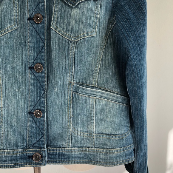 INC Denim Subtle Distressed Stripe Jacket/Blazer - Picture 3 of 8